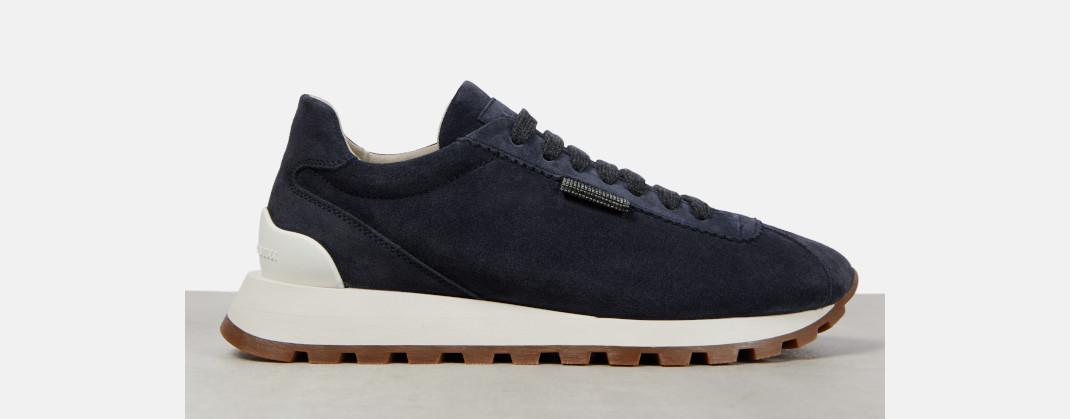 Μπλε σουέτ sneakers Brunello Cucinelli