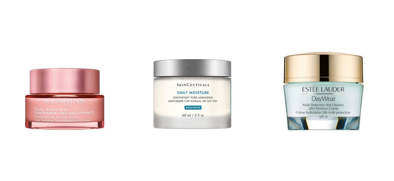 CLARINS, MULTI-ACTIVE DAY CREAM LINE SMOOTHINGSKINCEUTICALS, DAILY MOISTUREESTÉE LAUDER, DAYWEAR MULTI-PROTECTION ANTI-OXIDANT 24H-MOISTURE CREME SPF 15