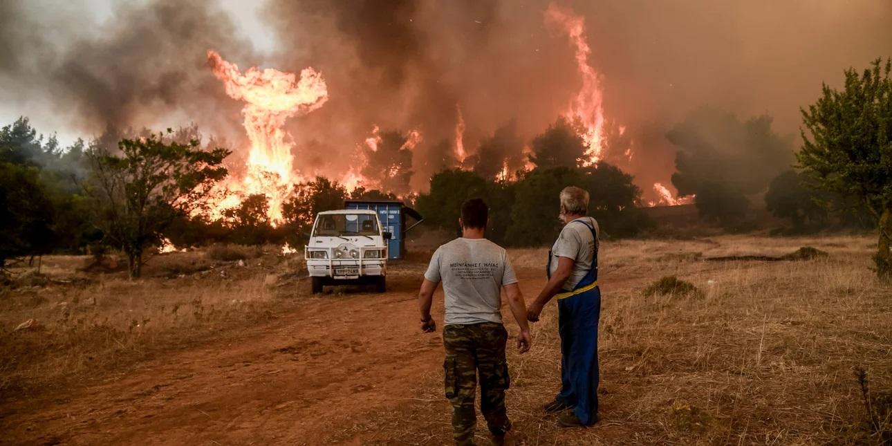 Η φωτιά κατακαίει δασική έκταση στα Βίλια / Φωτογραφία: EUROKINISSI / ΜΙΧΑΛΗΣ ΚΑΡΑΓΙΑΝΝΗΣ