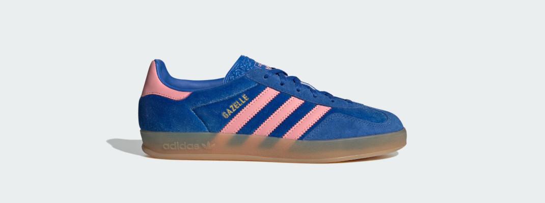 Adidas Gazelle σε μπλε χρώμα με ροζ ρίγες