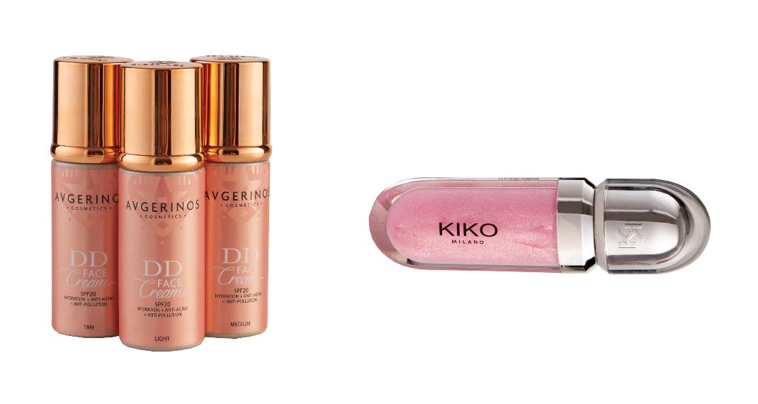 DD FACE CREAM για λαμπερή βάση από AVGERINOS COSMETICSLIP GLOSS από KIKO MILANO για ζουμερά, σαρκώδη χείλη