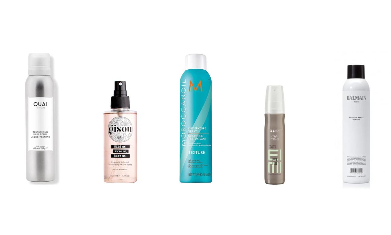 OUAI Texturizing Hair SprayGisou Texturizing SprayMoroccanoil Dry Texture SprayWella, Eimi Ocean SprayBalmain Dry Mist