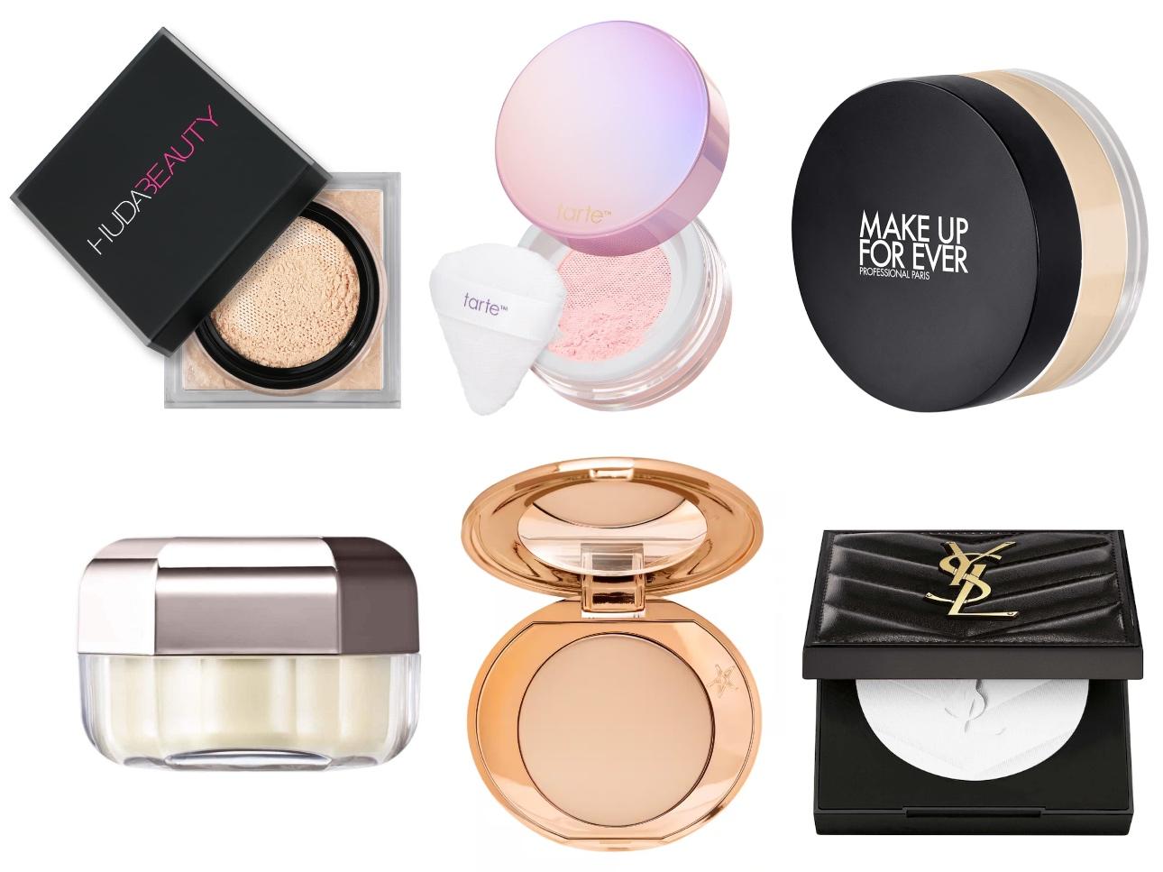 Huda Beauty, Easy Bake Loose Baking &amp; Setting Powder - Πούδρα σε ΣκόνηTarte, creaseless setting powder - Σταθεροποιητική πούδραMake Up For Ever, HD Skin Setting Powder - Invisible Micro-Setting Loose PowderFenty Beauty, Pro Filt'r Mini Instant Retouch Setting PowderCharlotte Tilbury, Airbrush flawless finish - Matifying powder travel sizeYSL, All Hours Hyper Finish - Πούδρα με ματ αποτέλεσμα