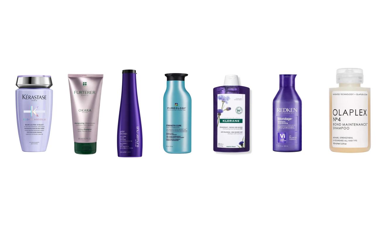 Kérastase Blond Absolu Anti-Brass Purple ShampooRené Furterer Okara Silver Toning ShampooShu Uemura Yubi Blonde Anti-Brass Purple ShampooPureology Strength Cure Sulfate-Free ShampooKlorane Anti-Yellowing ShampooRedken Blondage Color Depositing Purple ShampooOlaplex Bond Maintenance No. 4 Shampoo