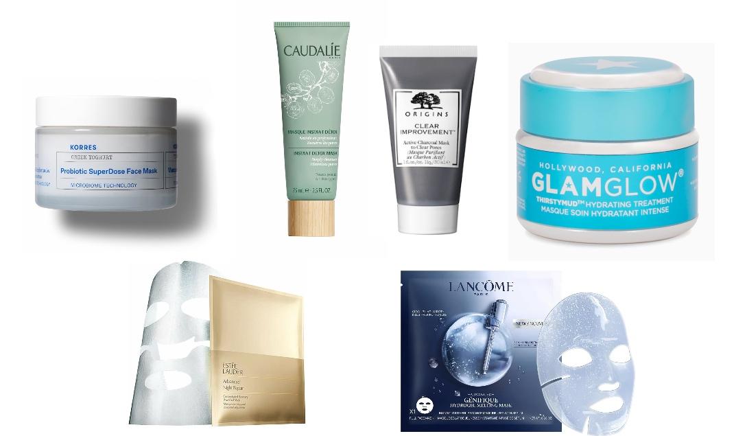 Korres Hydra Biome Probiotic Superdose Face MaskCaudalie Instant Detox MaskOrigins &nbsp;Charcoal Face MaskGlamGlow Thirstymud MaskEstee Lauder Advanced Night Repair Concentrated Recovery Powerfoil Mask&nbsp;Lancome Genifique Hydro Mask