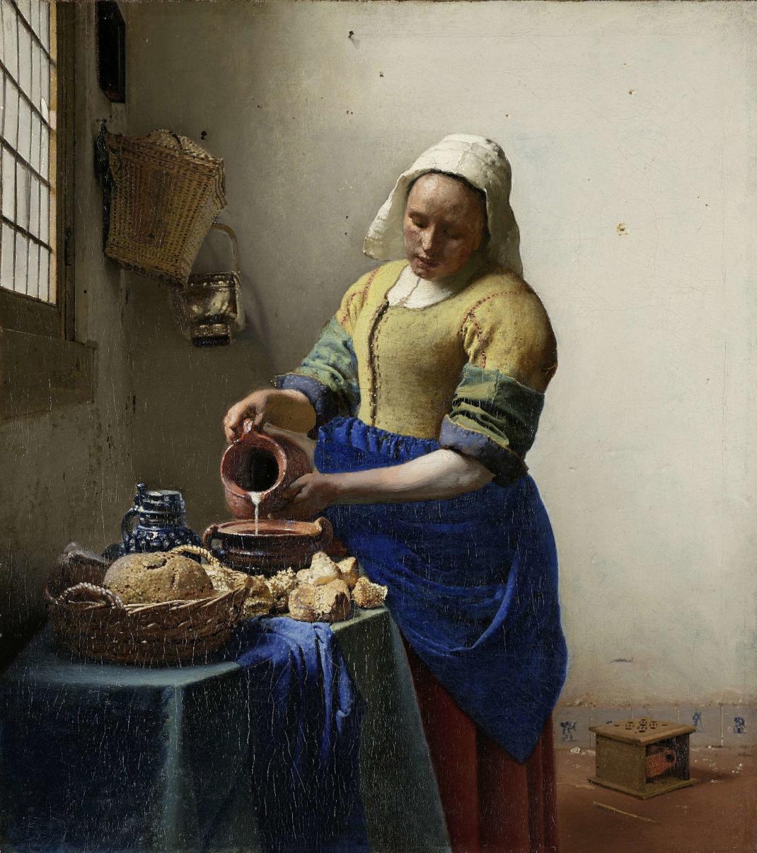  The Milkmaid, Johannes Vermeer, 1658-59, oil on canvas. Rijksmuseum, Amsterdam. Purchased with the support of the Vereniging Rembrandt 