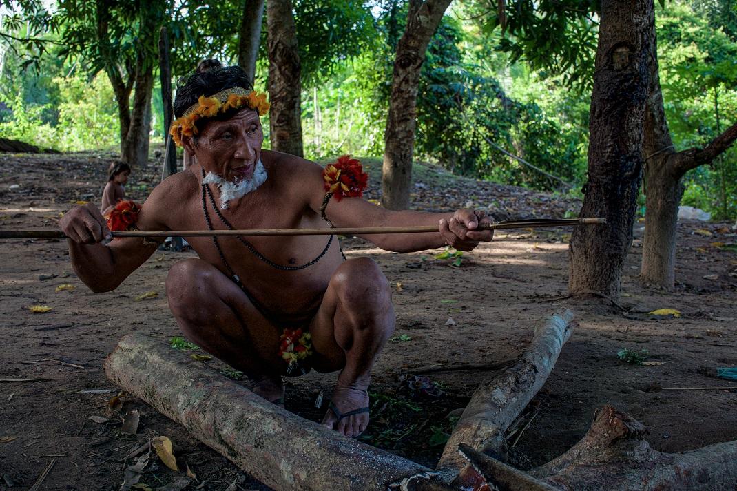 Awa guaja hunter, Amazon forest Brazil