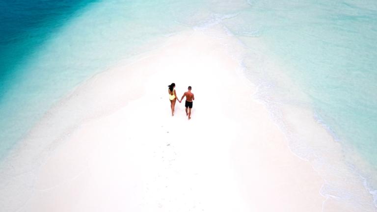 Couple love on the beach summer